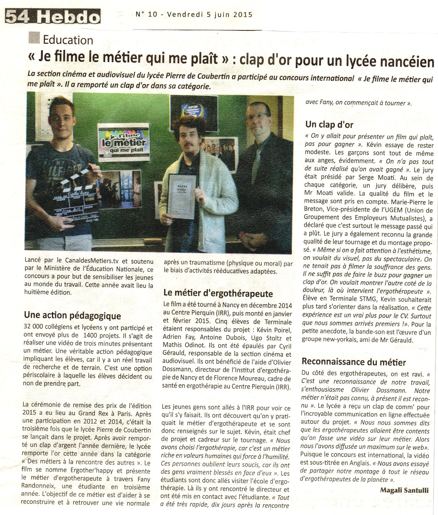 ARTICLE 54 HEBDO 05 06 2015
